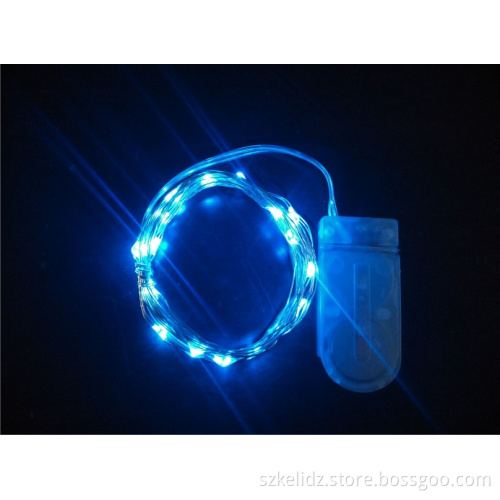 Micro Festival Button Battery Operated Silver Wire String Blue Light For Bottle Decoration